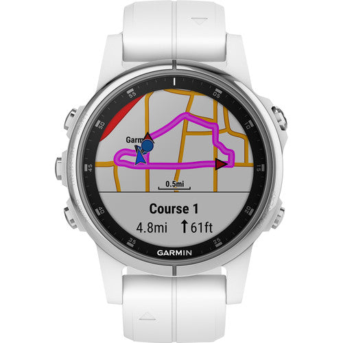 Garmin fēnix 5S Plus Sapphire Edition Multi-Sport Training GPS Watch (42mm, White with Carrera White Band) – 010-01987-00