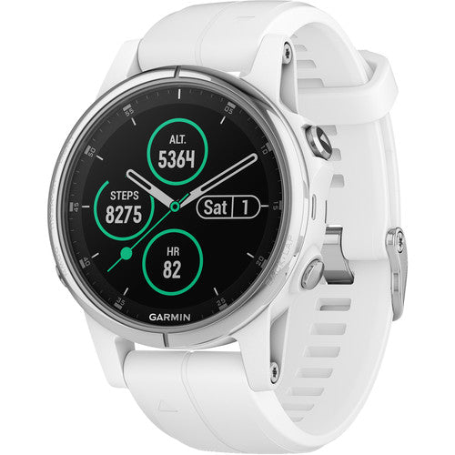 Garmin fēnix 5S Plus Sapphire Edition Multi-Sport Training GPS Watch (42mm, White with Carrera White Band) – 010-01987-00
