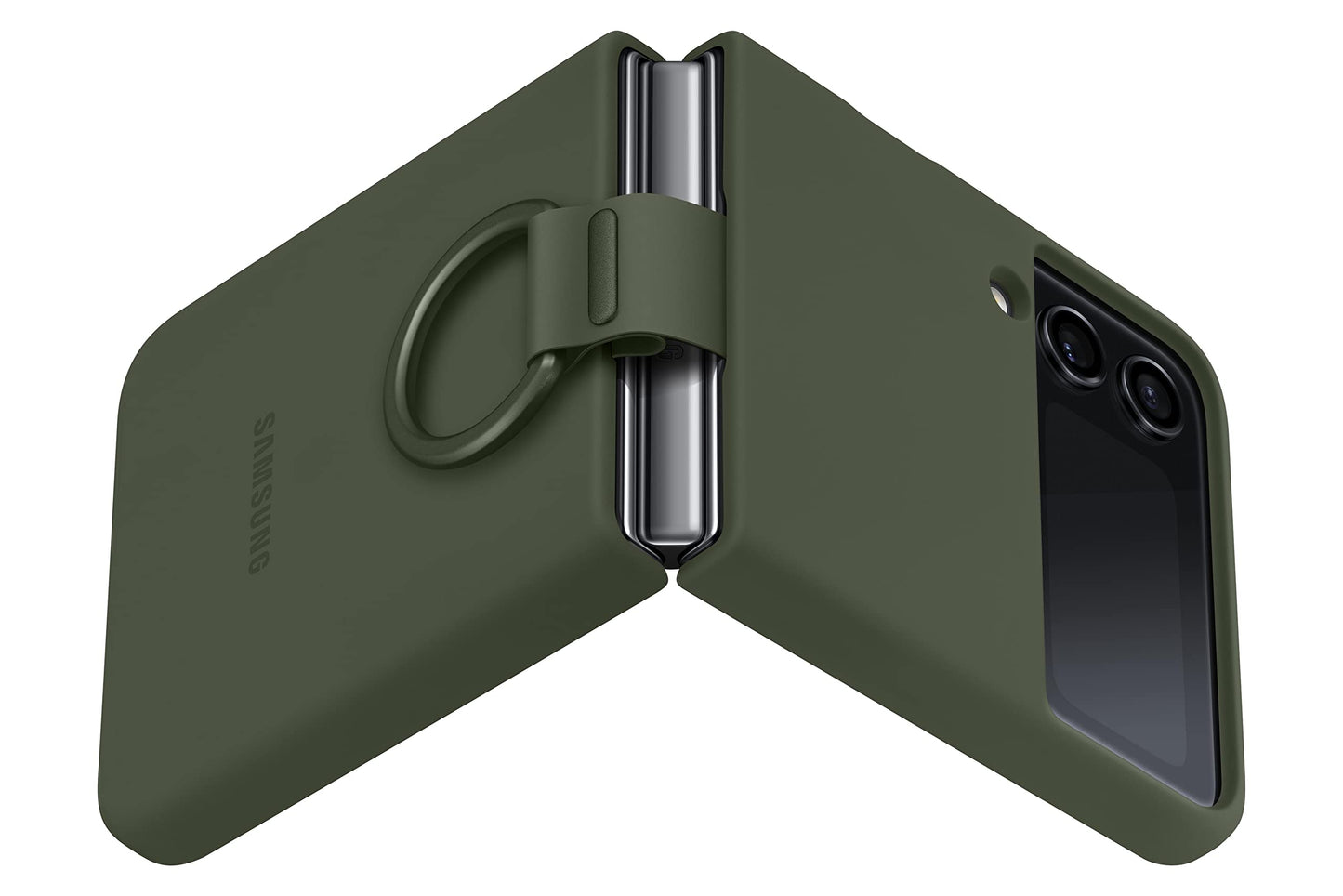 Samsung Silicone Cover with Ring for Galaxy Z Flip4 - Green - EF-PF721TGEGUS
