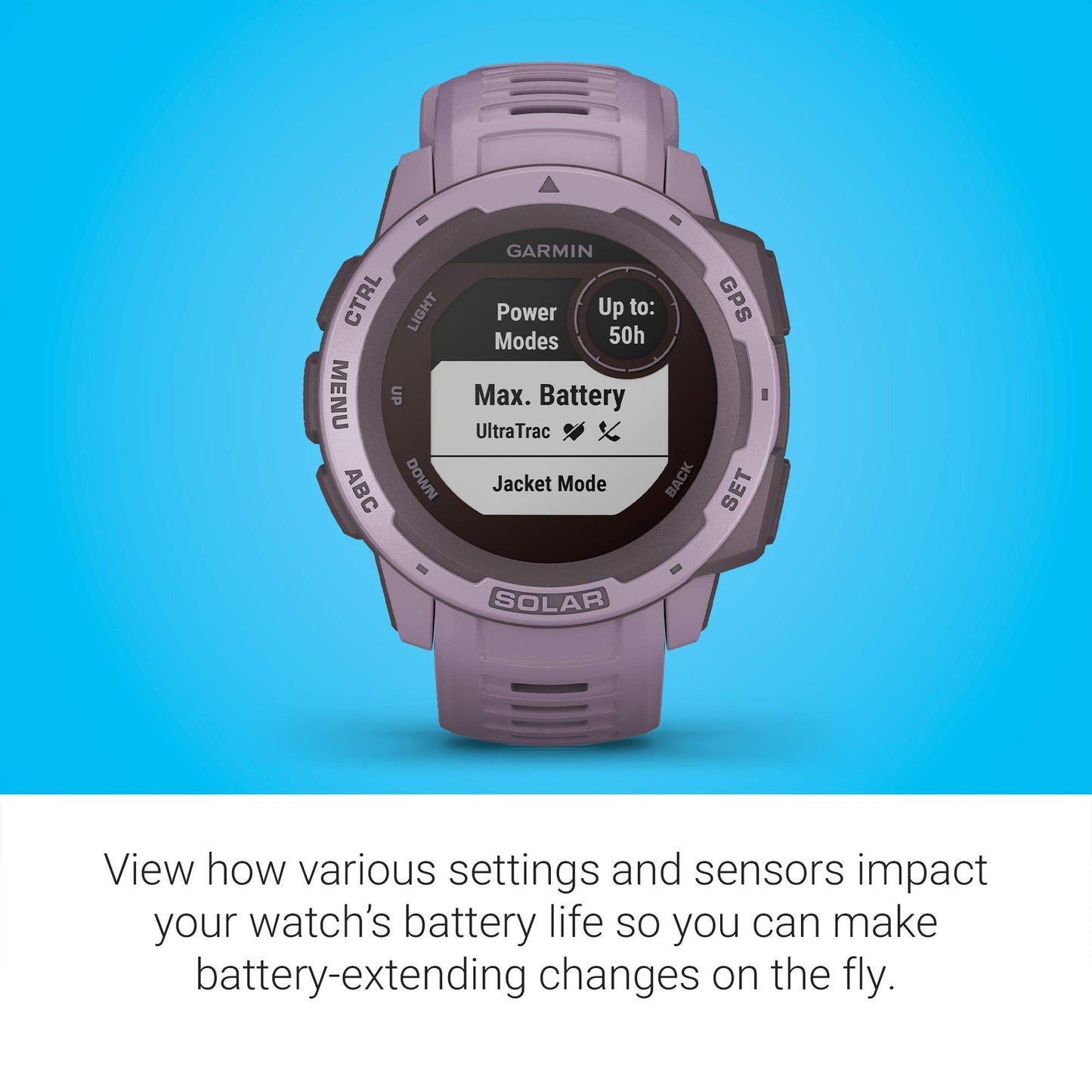 Garmin - Instinct Solar 45mm Fiber Orchid w/ Orchid Band - 010-02293-12
