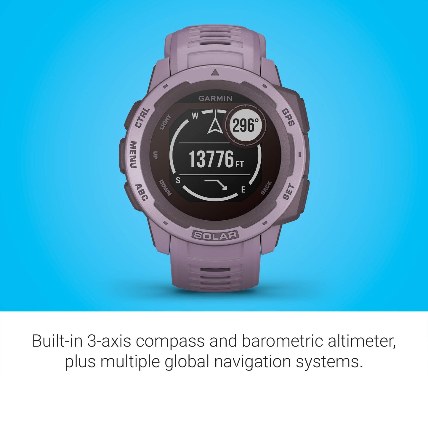 Garmin - Instinct Solar 45mm Fiber Orchid w/ Orchid Band - 010-02293-12