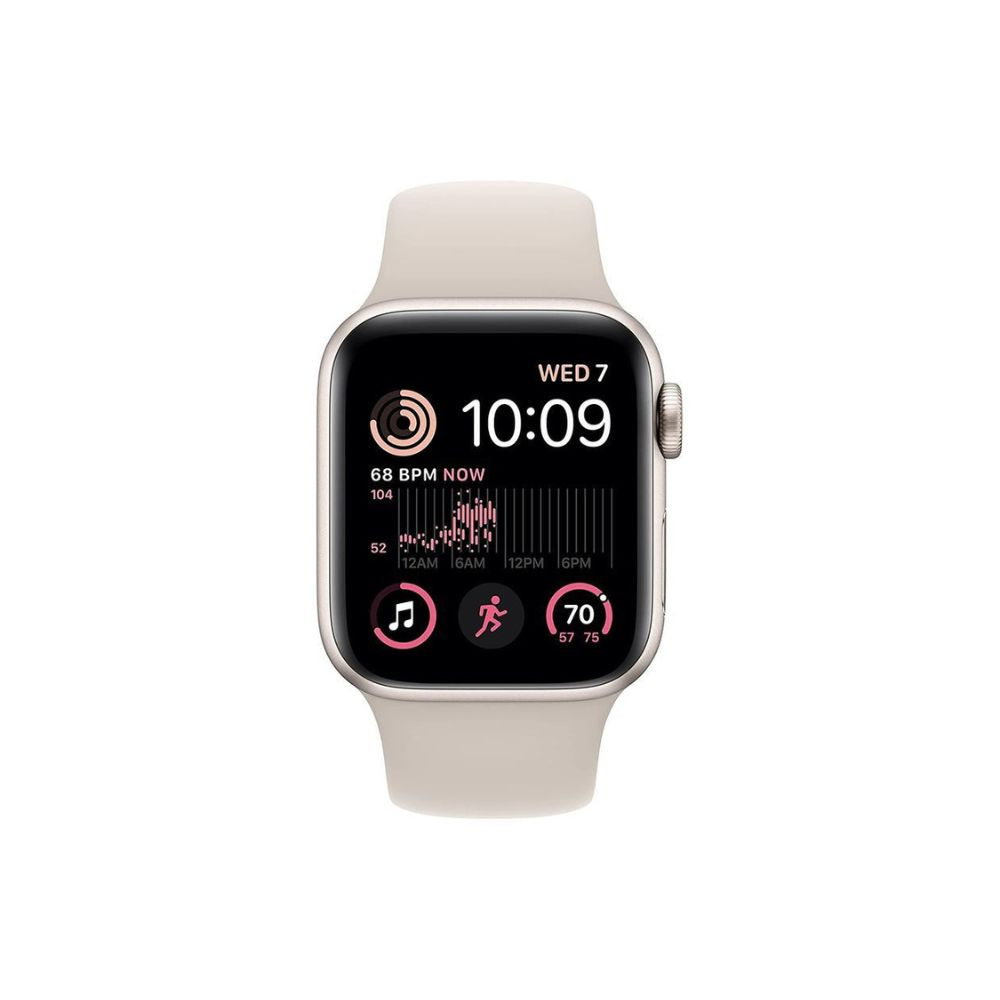 Apple Watch SE 2nd Generation (GPS + Cellular) 40mm Aluminum Case with Starlight Sport Band - S/M - Starlight - MNTK3LL/A