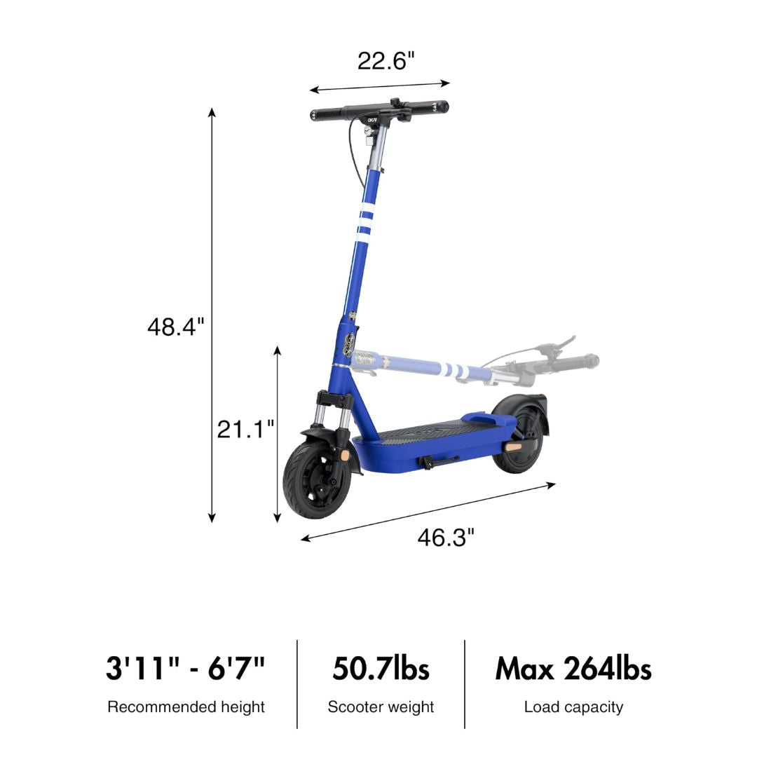 OKAI - Neon Ultra ES40 Dual-Suspension Electric Scooter w/ 43.5 Miles Max Operating Range & 24 mph Max Speed - Blue