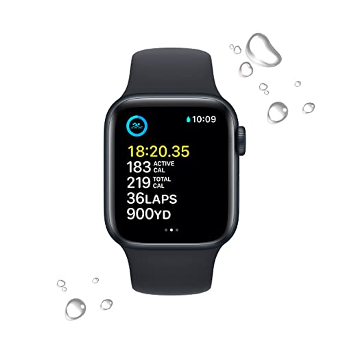 Apple Watch SE (2nd Gen) (GPS, 40mm) - Midnight Aluminum Case with Midnight Sport Band, S/M - MNT73LL/A