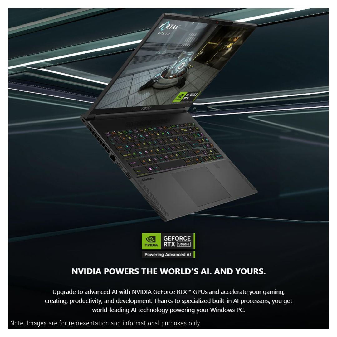 MSI Stealth A16 AI+ A3HVGG-002 - WQXGA - Ryzen AI 9 365 - 32GB RAM - RTX 4070 - 1TB SSD - Black