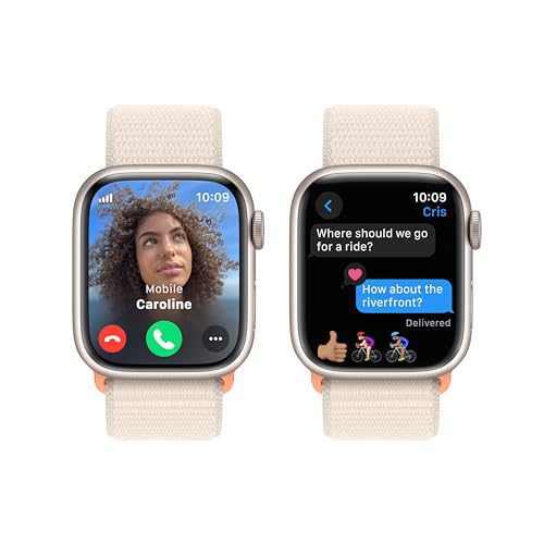 Apple Watch Series 9 (GPS + Cellular) 41mm Aluminum Case with Starlight Sport Loop - Adj - Starlight - MRHQ3LL/A