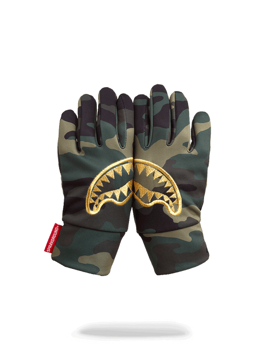 GOLD STENCIL CAMO GLOVES