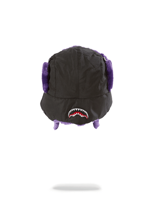 BLACK 3M PURPLE FUR AVIATOR HAT