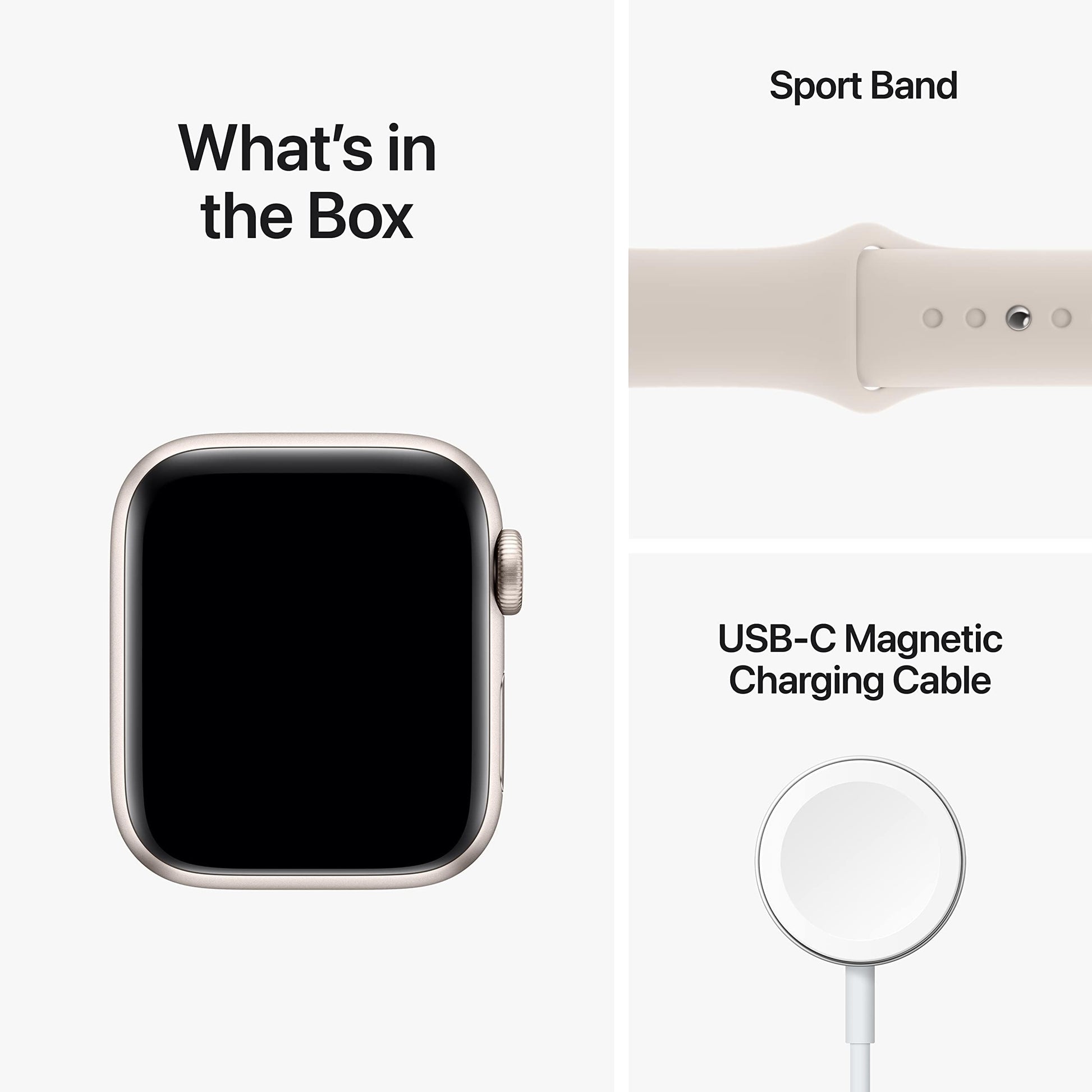 Apple Watch SE 2nd Gen (GPS) 40mm Starlight Aluminum Case w/ Starlight Sport Band - M/L - MR9V3LL/A