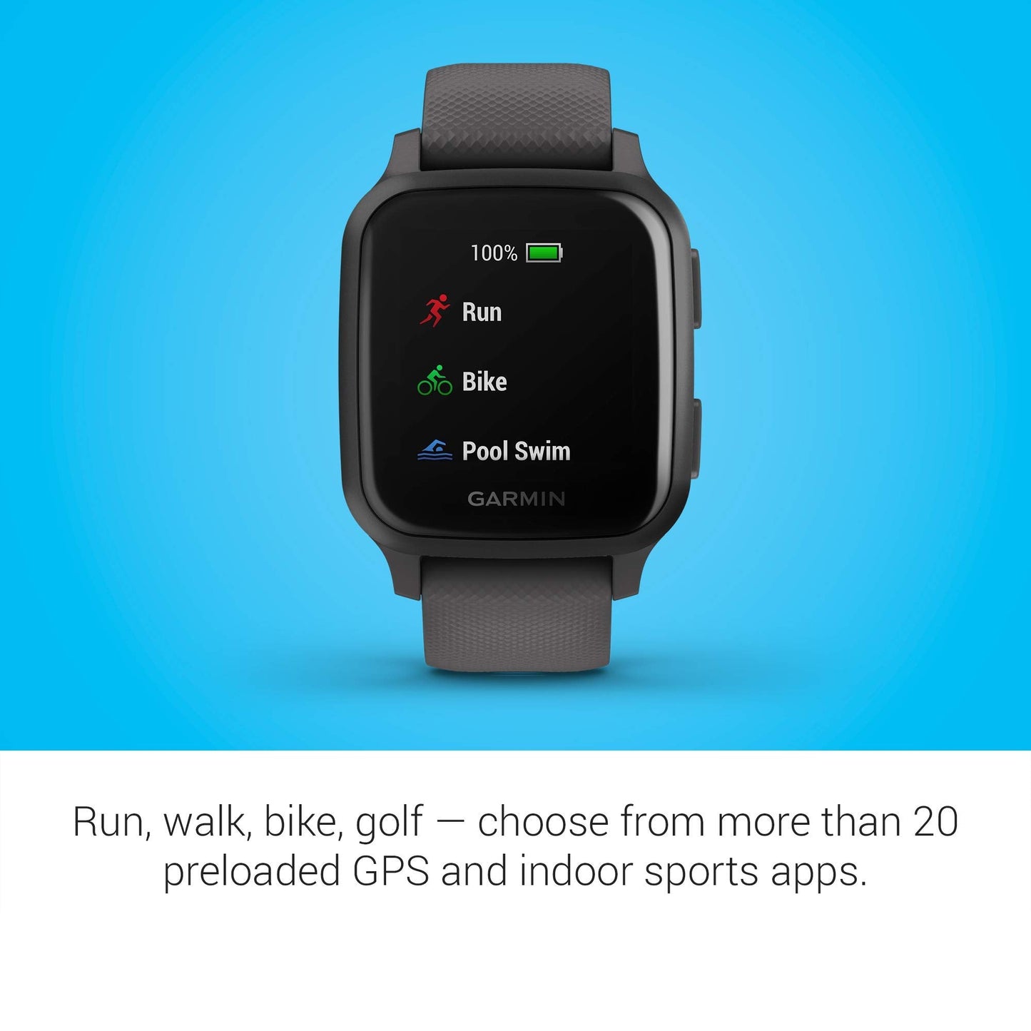 Garmin - Venu Sq GPS Smartwatch 33mm - Shadow Gray/Slate  - 010-02427-00
