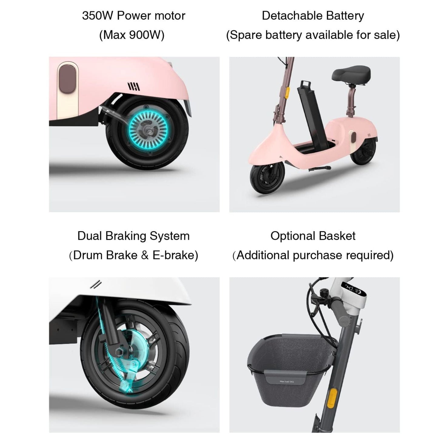 OKAI - Ceetle Pro Electric Scooter with Foldable Seat w/35 Miles Max Range & 15.5mph Top Speed - Black - EA10C-BLACK