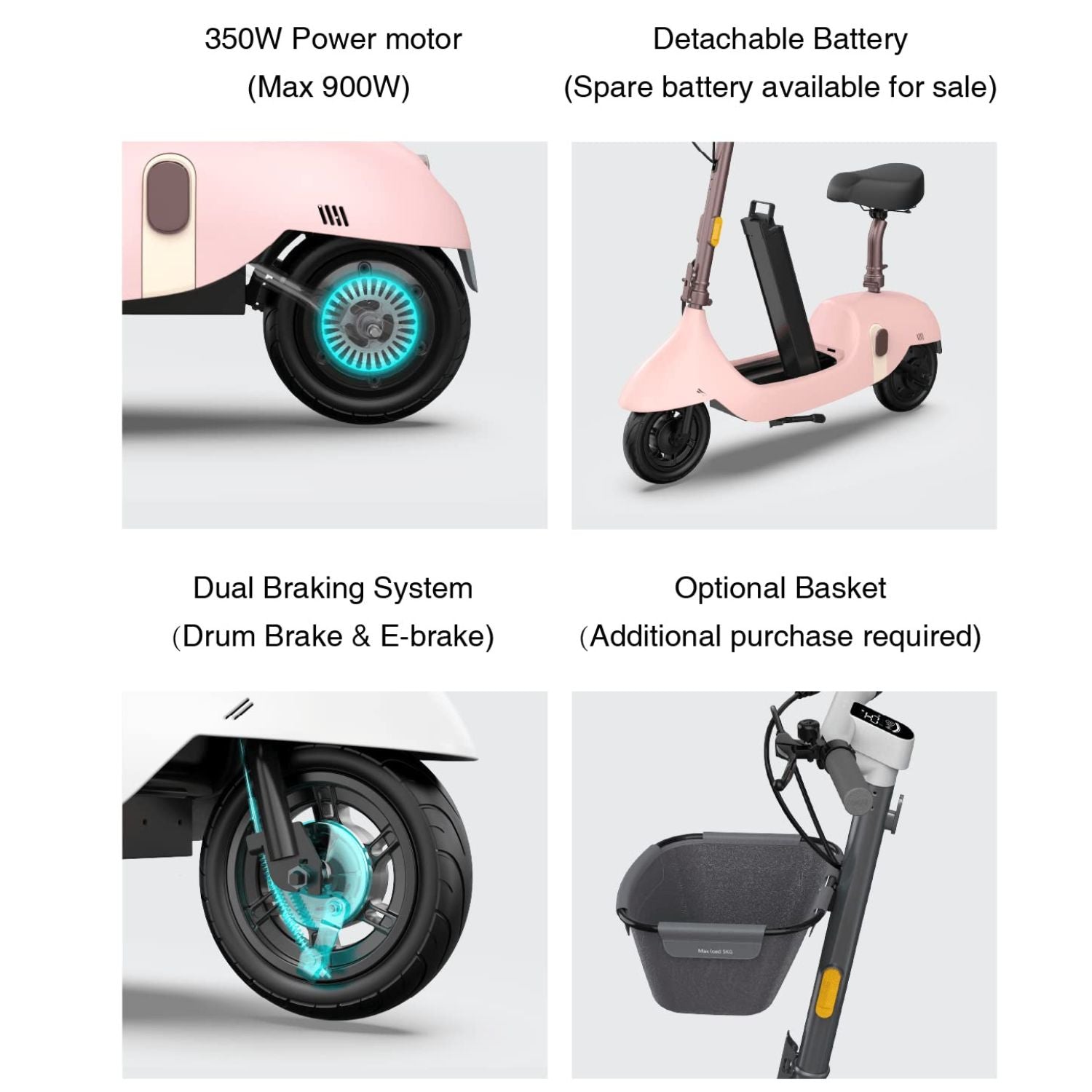 OKAI - Ceetle Pro Electric Scooter with Foldable Seat w/35 Miles Max Range & 15.5mph Top Speed - Black - EA10C-BLACK