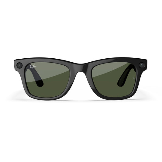 Ray-Ban Meta – Wayfarer Smart Glasses with Meta AI, Audio, Photo, and Video – Green Lenses – Shiny Black Frame – 601/7150
