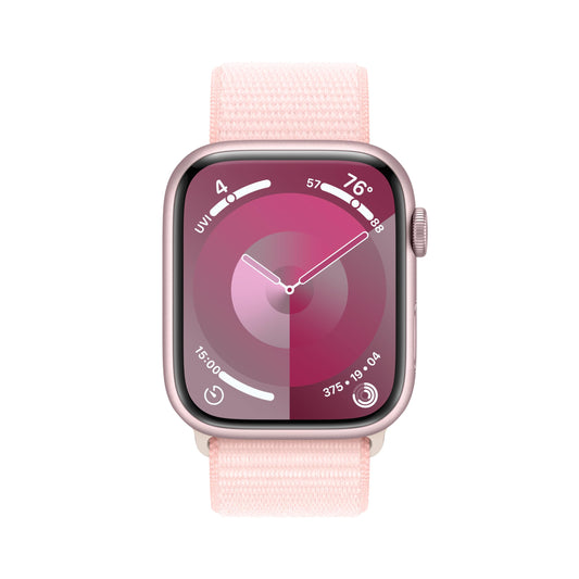 Apple Watch Series 9 GPS 45mm Pink Aluminum Case with Light Pink Sport Loop  (NO BLOOD OXYGEN) - MR9J3LW/A