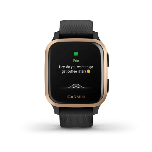 Garmin Venu Sq Music Edition GPS Smartwatch – 33mm Rose Gold and Black – 010-02426-05