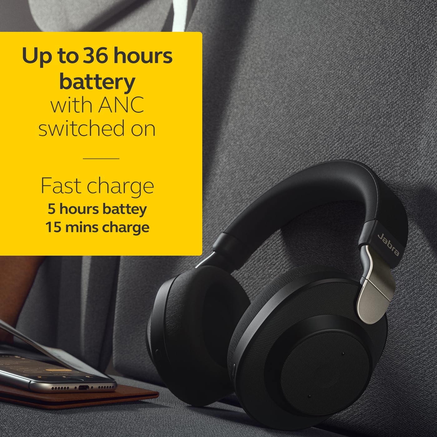 Jabra Elite 85h Wireless Noise Cancelling Over-the-Ear Headphones – Titanium Black – 100-99030000-02