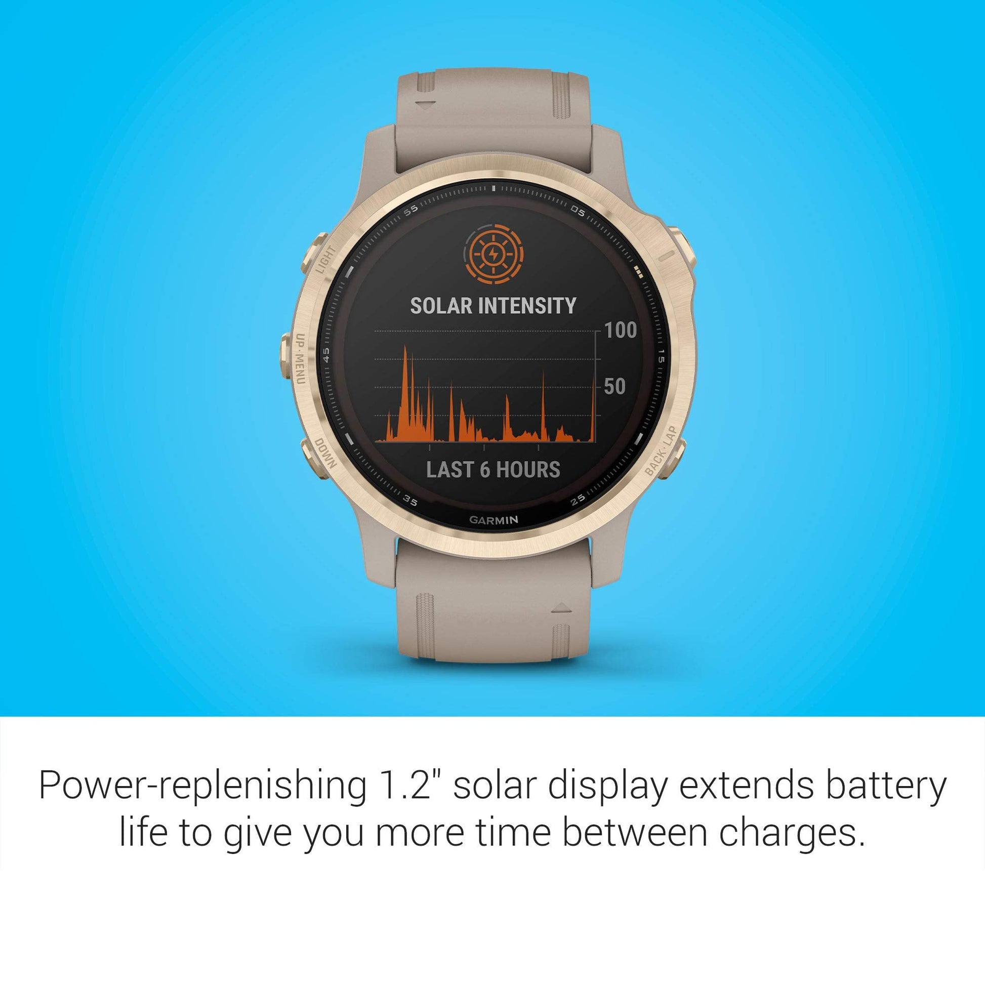 Garmin fenix 6S Pro Solar 42mm Light Gold with Light Sand Band - 010-02409-10
