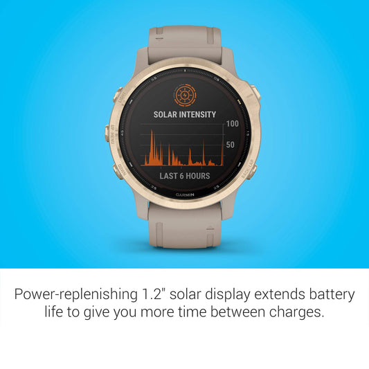 Garmin fenix 6S Pro Solar 42mm Light Gold with Light Sand Band - 010-02409-10
