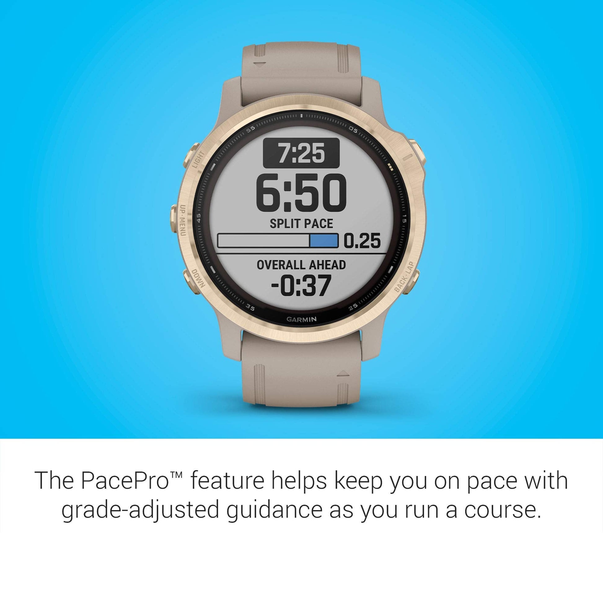 Garmin fenix 6S Pro Solar 42mm Light Gold with Light Sand Band - 010-02409-10