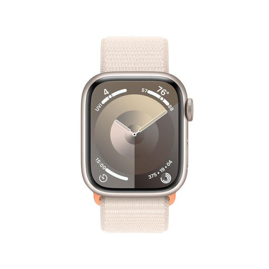 Apple - Watch Series 9 GPS + Cellular 41mm Starlight Aluminum Case with Starlight Sport Loop - MRHQ3LW/A
