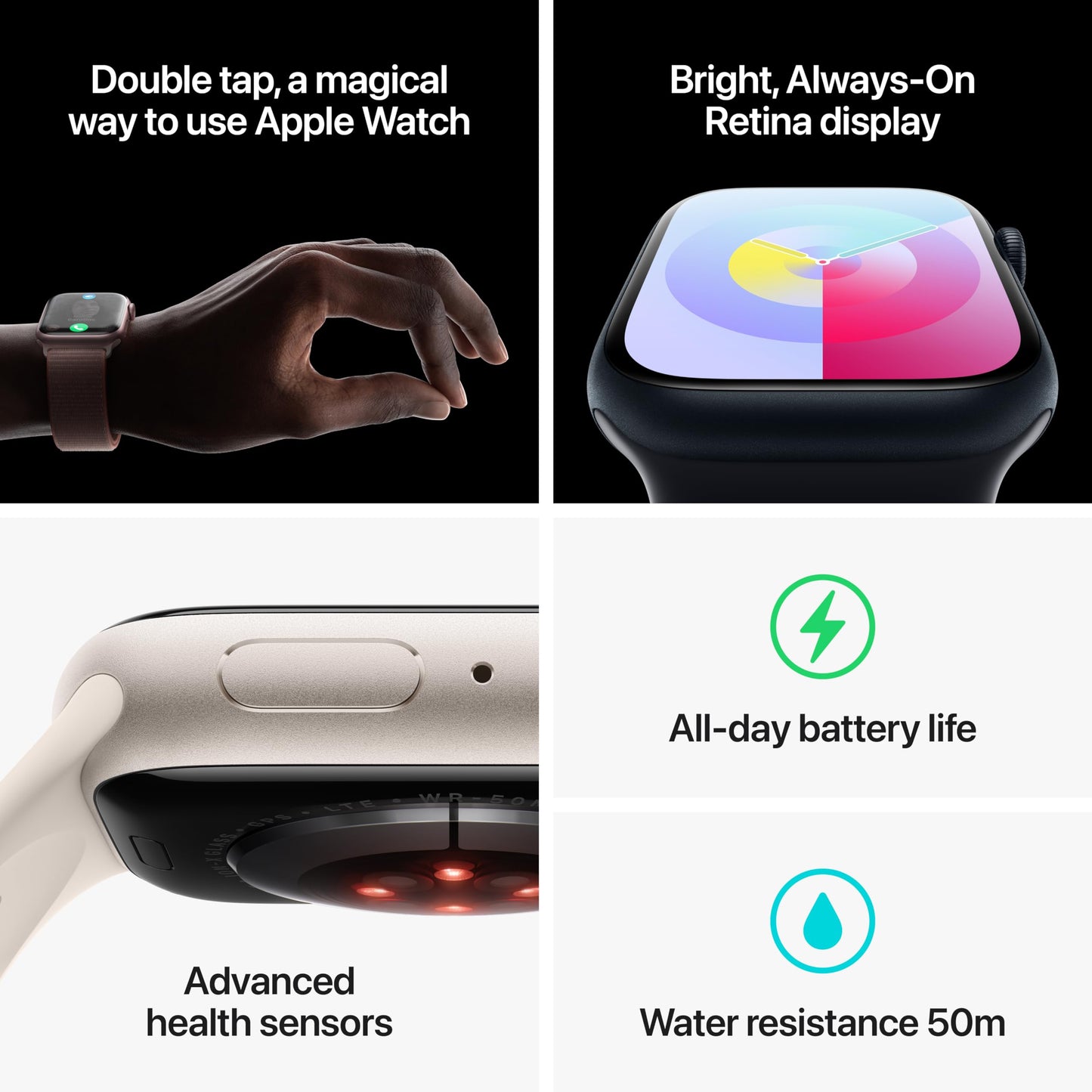 Apple - Watch Series 9 GPS + Cellular 41mm Starlight Aluminum Case with Starlight Sport Loop - MRHQ3LW/A