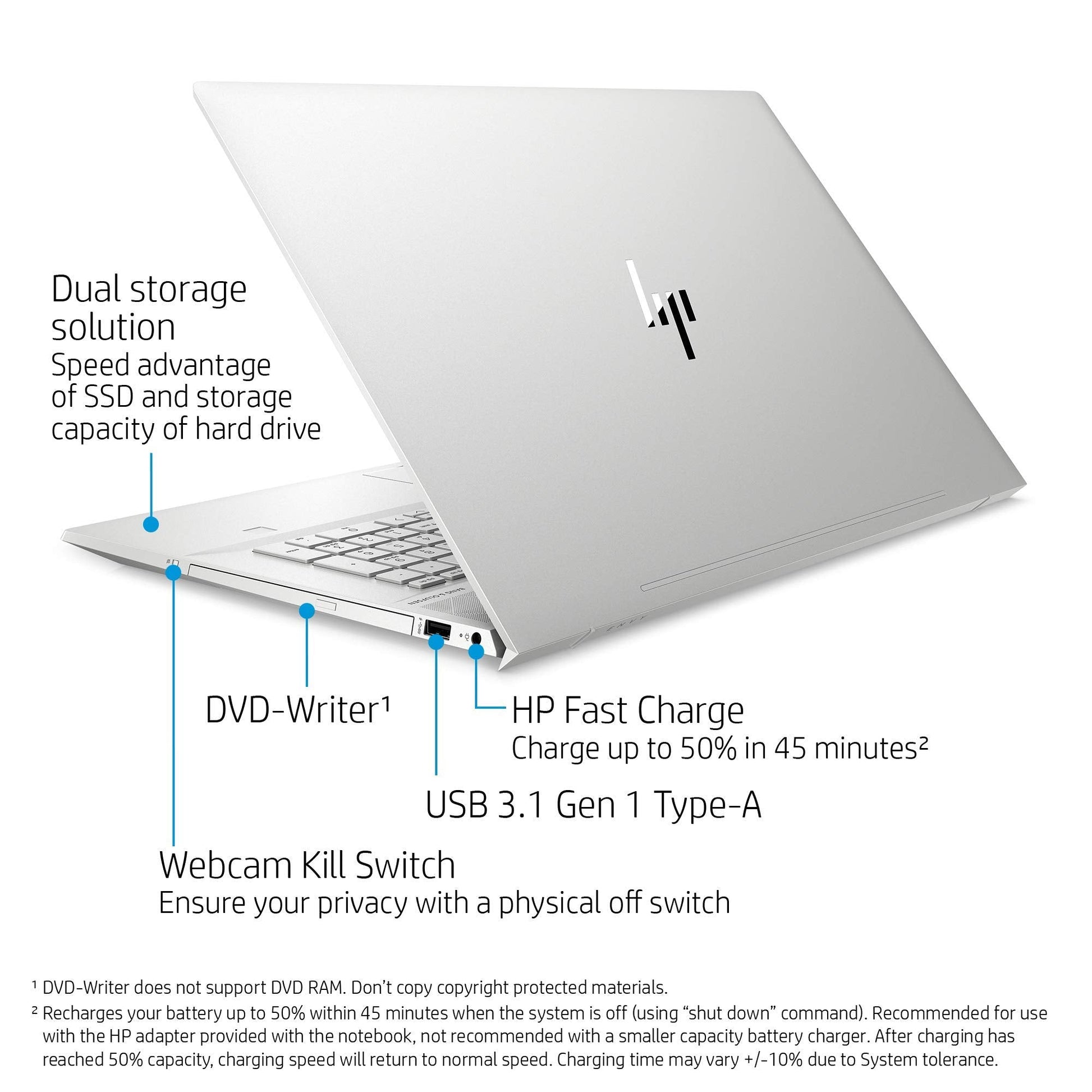 HP Envy - FHD Touch - i7-10510U - 12GB RAM - MX250 - 1TB HDD / 128GB SSD - Silver