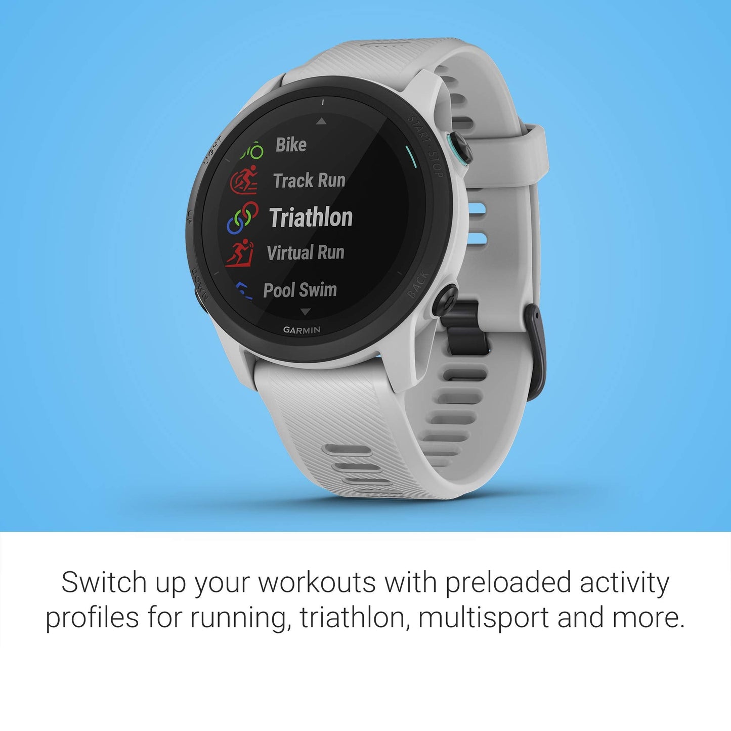 Garmin Forerunner 745 – 43mm Black Bezel with Whitestone Case and Band – 010-02445-03