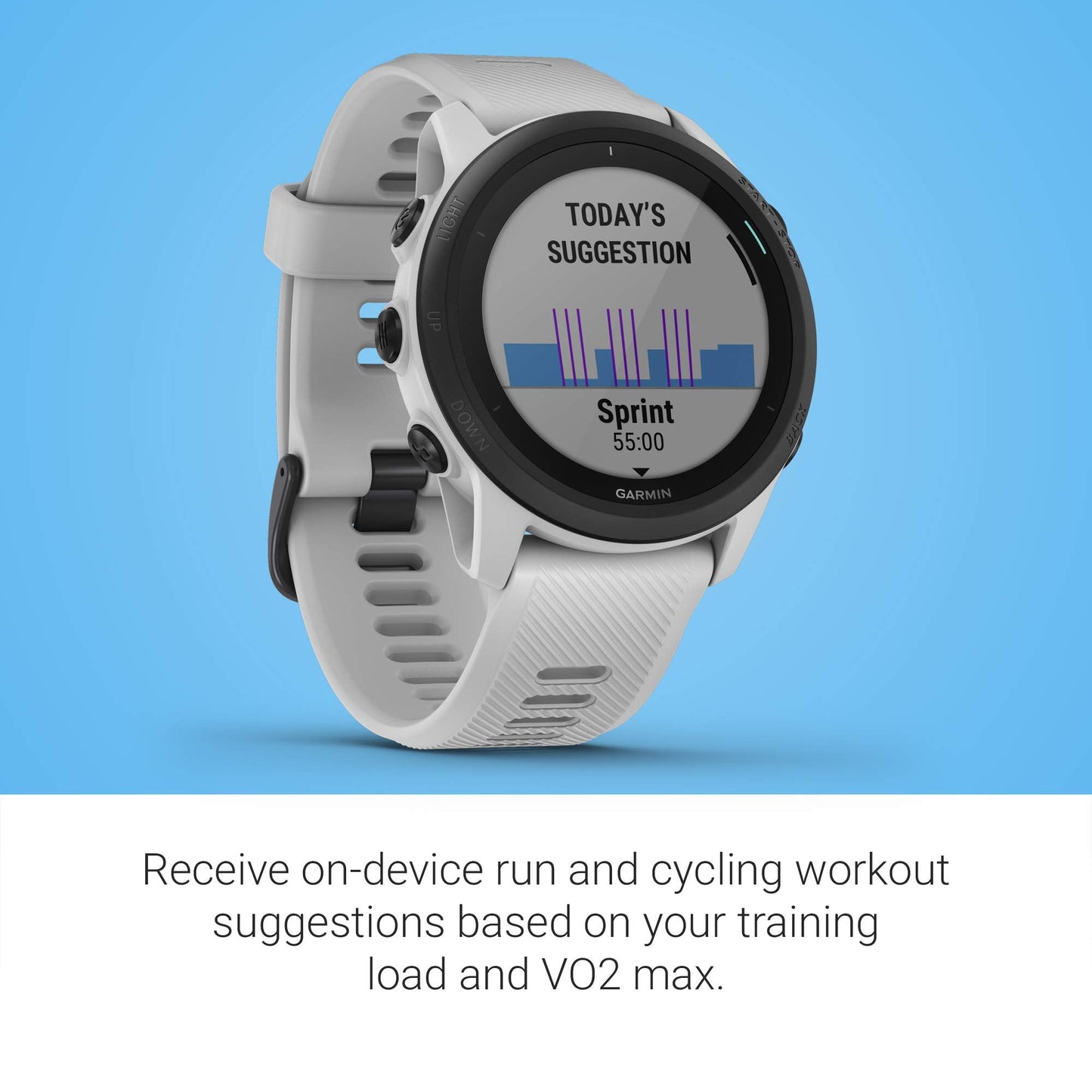 Garmin Forerunner 745 – 43mm Black Bezel with Whitestone Case and Band – 010-02445-03