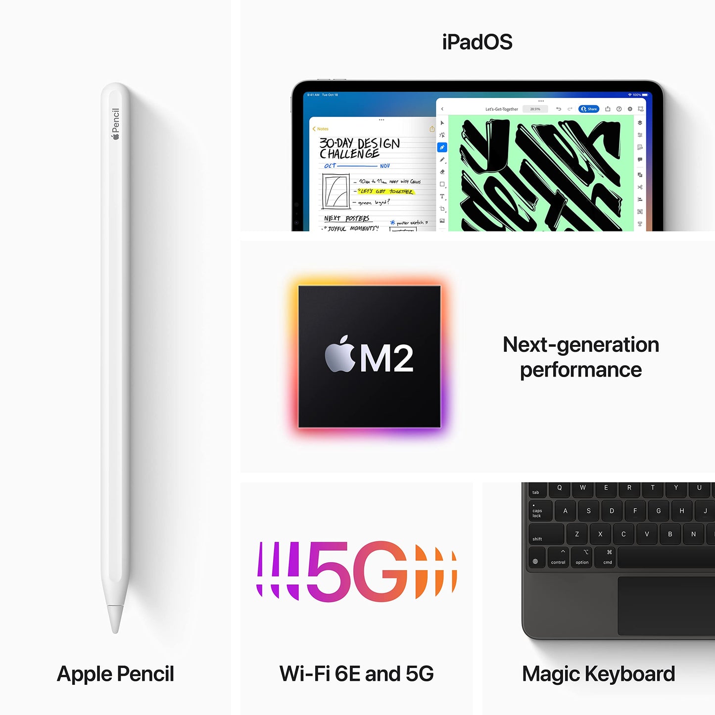 Apple – 12.9″ iPad Pro (6th Gen, 2022, Wi‑Fi + Cellular) – 1 TB – Silver – MP653LL/A - Unlocked
