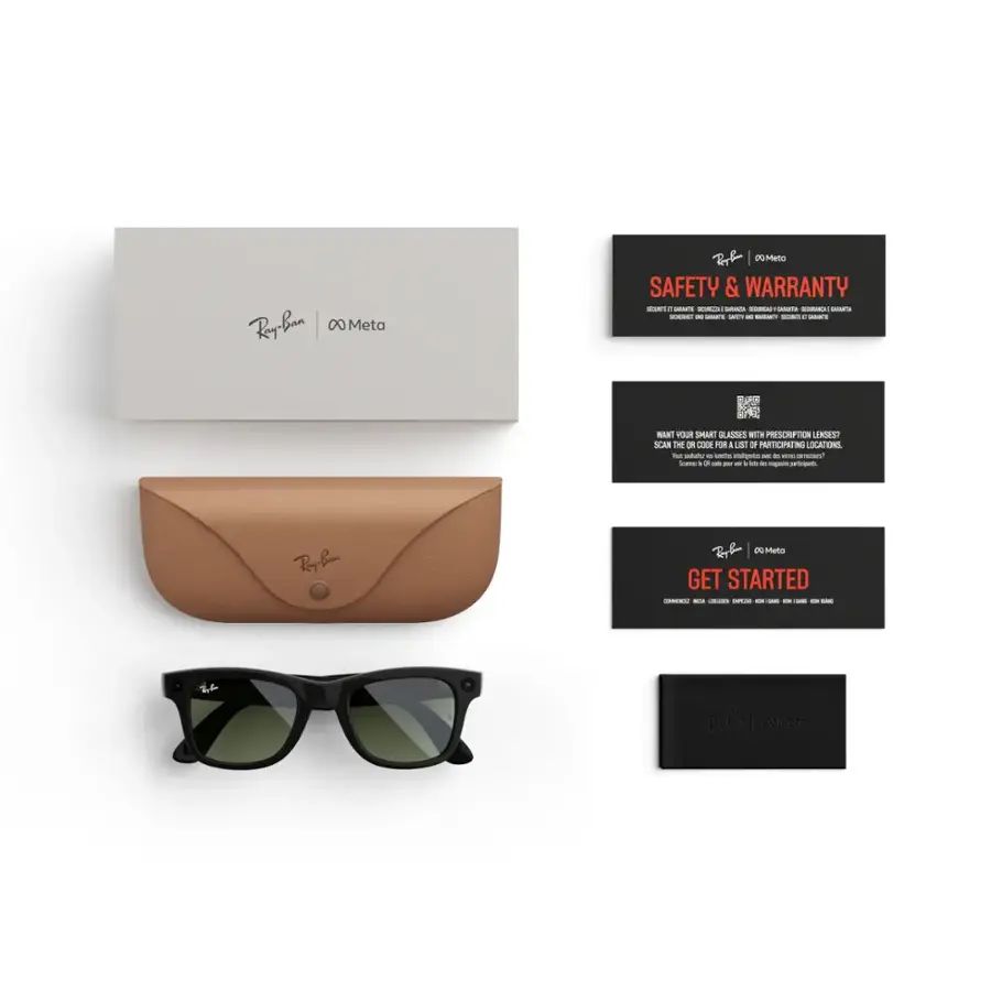 Ray-Ban Meta - Wayfarer Large glasses with Meta AI, Audio, Photo, Video Compatibility - Green Lenses