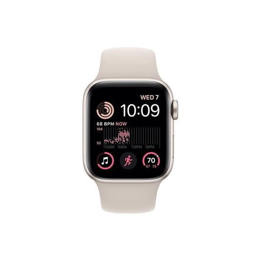 Apple Watch SE 2nd Generation (GPS + Cellular) 40mm Aluminum Case with Starlight Sport Band - S/M - Starlight - MNTK3LL/A