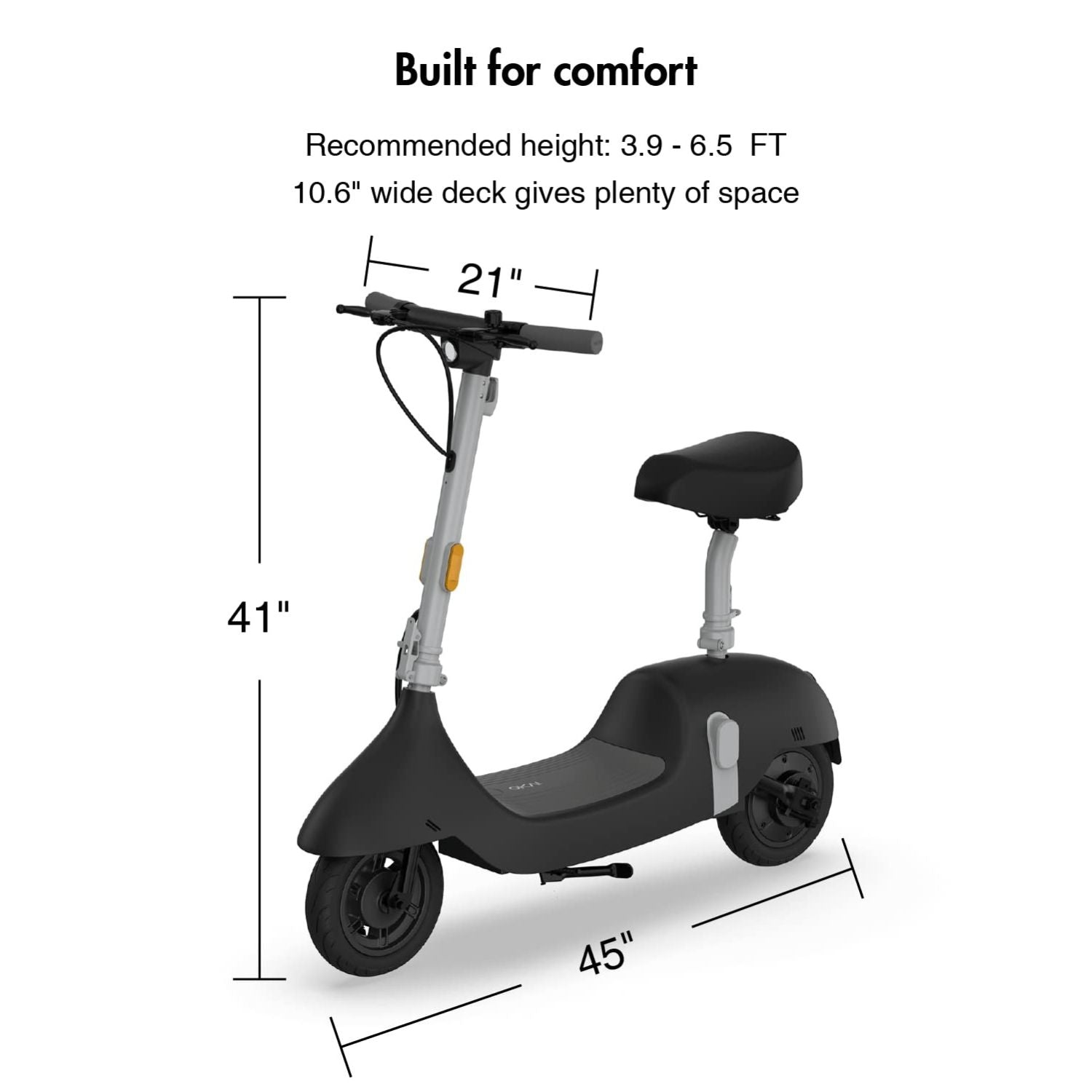 OKAI - Ceetle Pro Electric Scooter with Foldable Seat w/35 Miles Max Range & 15.5mph Top Speed - Black - EA10C-BLACK