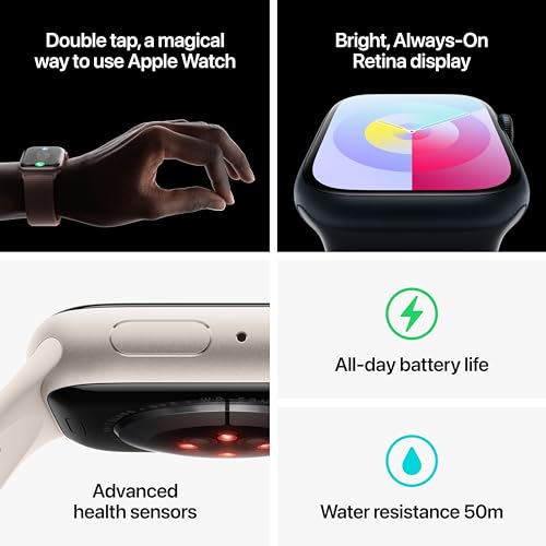 Apple Watch Series 9 (GPS) 45mm Aluminum Case with Starlight Sport Loop - Adj - Starlight - MR983LL/A