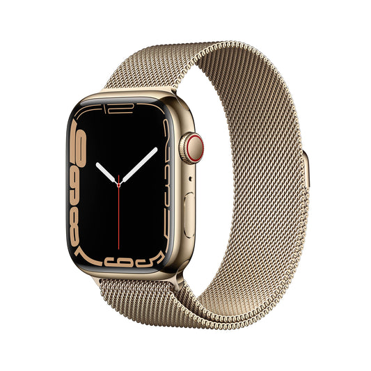 Apple Watch Series 7 Cellular - 45MM - Gold Stainless Steel W/ Gold Mil Loop - MKJG3LL/A