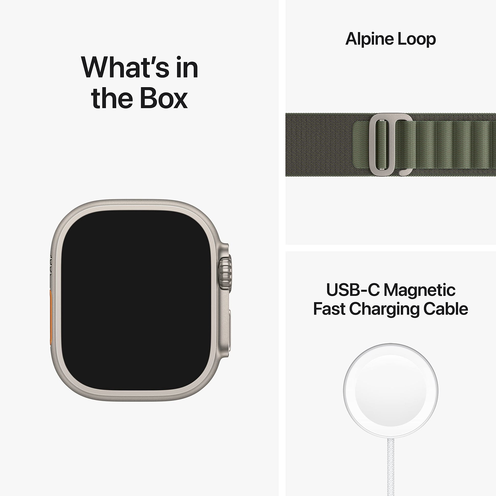 Apple Watch Ultra [GPS + Cellular 49mm] Titanium Case with Green Alpine Loop, Large - MQEX3LL/A