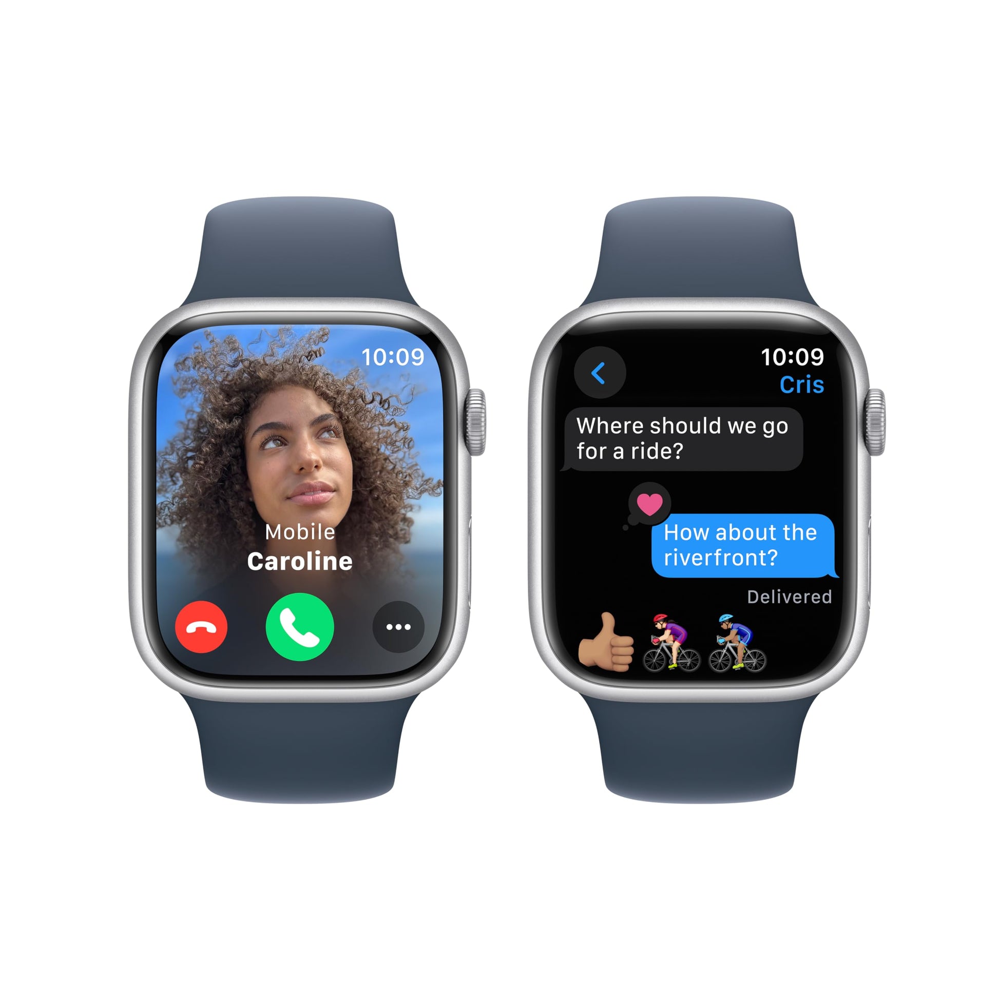 Apple Watch Series 9 (GPS) 45mm Aluminum Case with Winter Blue Sport Loop - Adj -Silver - MR9F3LL/A