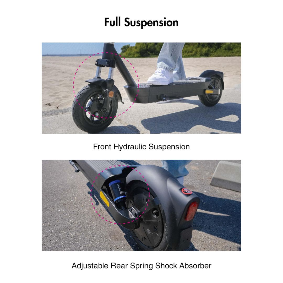 OKAI - Neon Ultra ES40 Dual-Suspension Electric Scooter w/ 43.5 Miles Max Operating Range & 24 mph Max Speed - Blue