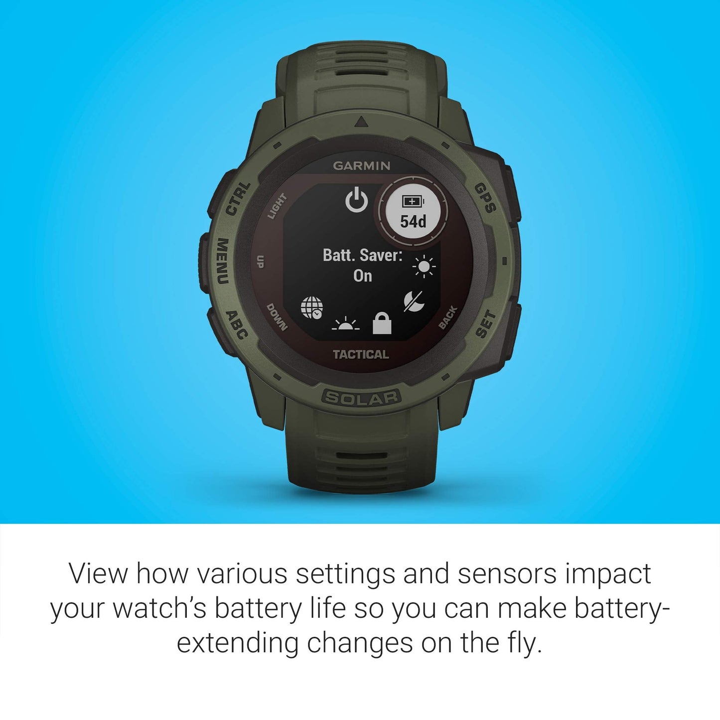 Garmin - Instinct Solar Tactical GPS Smartwatch 45mm - Moss- 010-02293-14