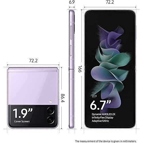 Fully Unlocked Samsung Galaxy Z Flip3 5G (128GB, 8GB) 6.7" , 5G VoLTE, , F711U, Lavender - SM-F711ULVBXAA