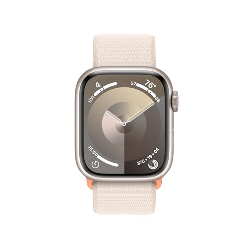 Apple Watch Series 9 (GPS + Cellular) 41mm Aluminum Case with Starlight Sport Loop - Adj - Starlight - MRHQ3LL/A