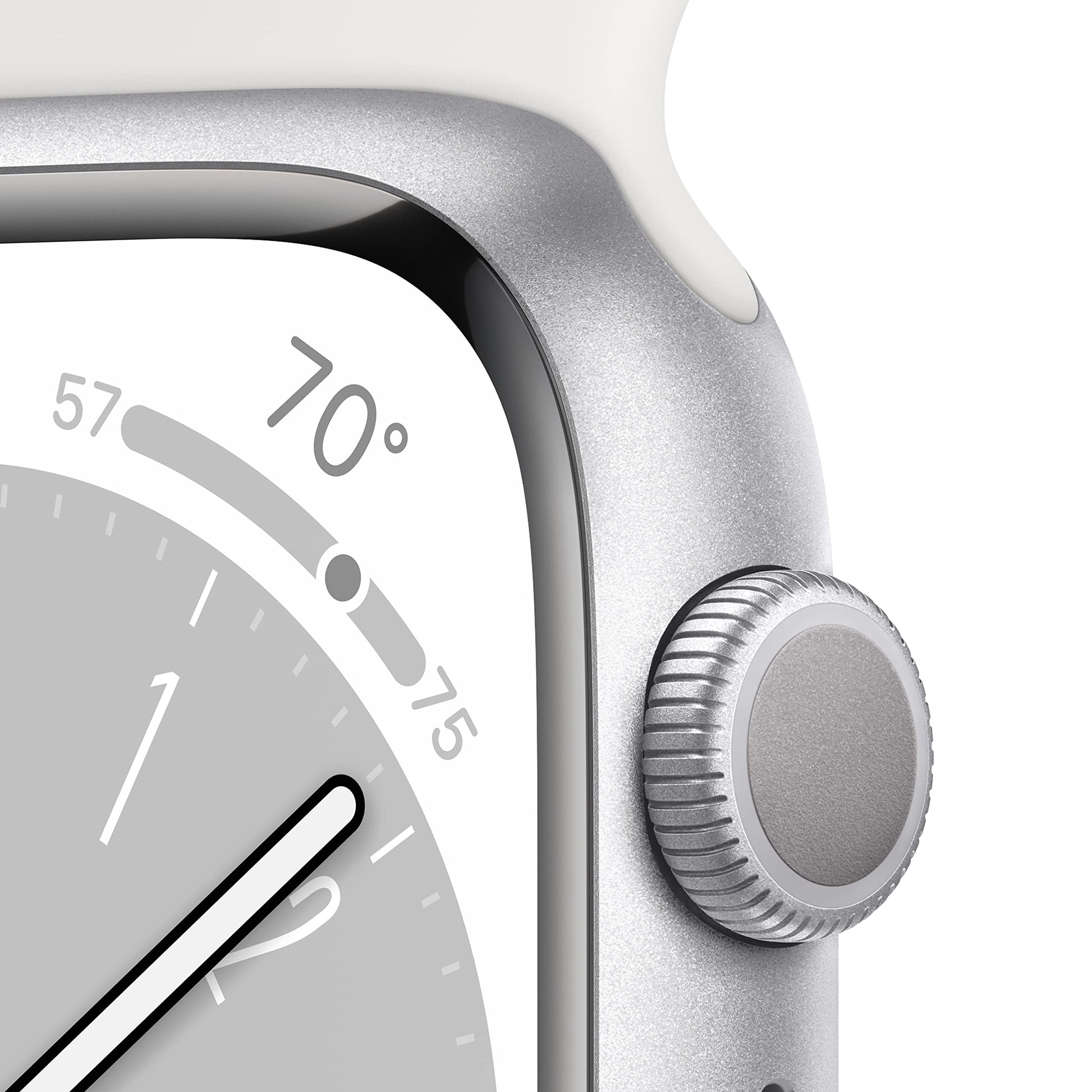 Apple Watch Series 8 GPS 45mm Aluminum Case w/ White Sport Band SM Silver - MP6P3LL/A