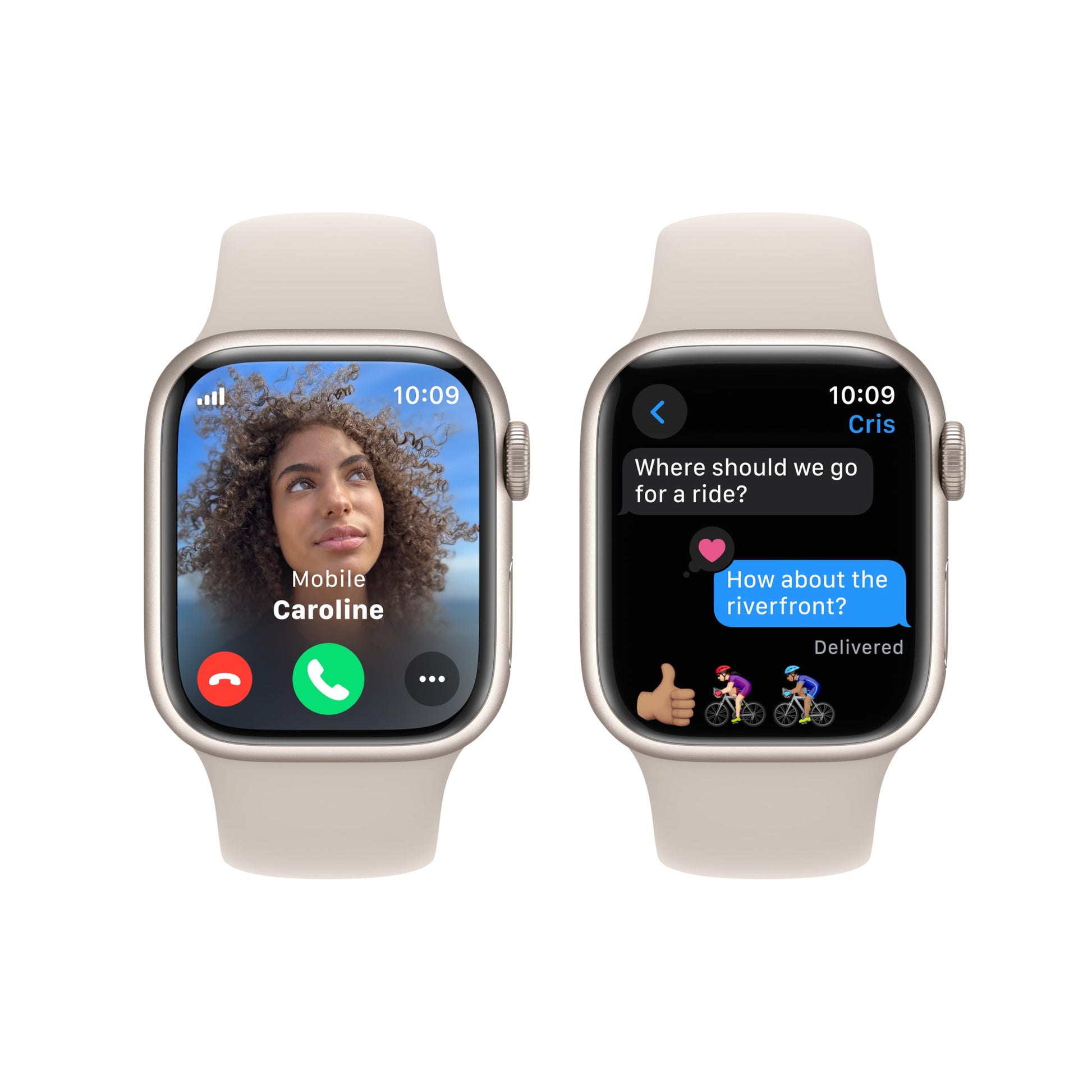 Apple Watch Series 9 (GPS + Cellular) 41mm Aluminum Case with Starlight Sport Band - M/L - Starlight - MRHP3LL/A