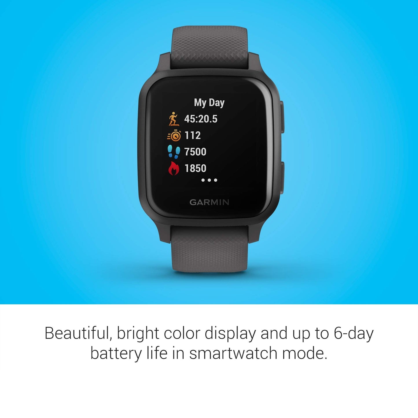 Garmin - Venu Sq GPS Smartwatch 33mm - Shadow Gray/Slate  - 010-02427-00