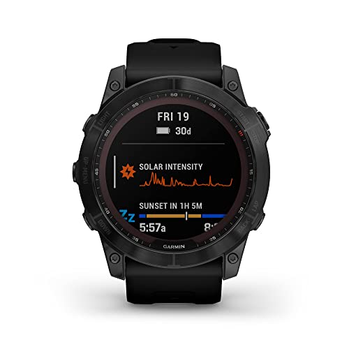 Garmin fenix 7X, Sapphire Solar GPS Smartwatch,  51 mm Fiber-reinforced polymer - Black DLC Titanium - 010-02541-22