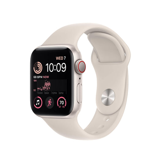 Apple Watch SE 2nd Gen (GPS) 40mm Starlight Aluminum Case w/ Starlight Sport Band - M/L - MR9V3LL/A