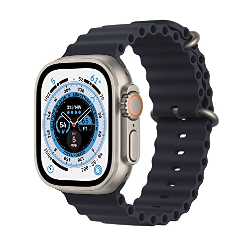 Apple Watch Ultra (GPS + Cellular) 49mm Titanium Case with Midnight Ocean Band - MQET3LL/A