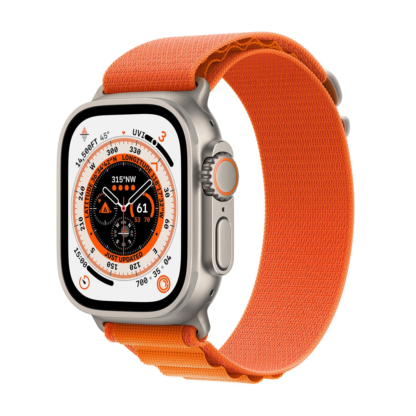 Apple Watch Ultra 49MM GPS + Cellular - Orange Alpine Loop - Small - Titanium - MNHA3LL/A