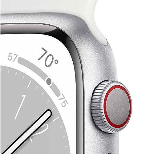 Apple Watch Series 8 (GPS) 41mm  Aluminum Case with White Sport Band - S/M - Silver - MP6L3LL/A
