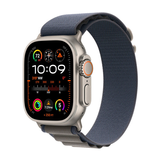 Apple Watch Ultra 2 [GPS + Cellular 49mm] Smartwatch with Rugged Titanium Case & Blue Alpine Loop Small - MREK3LL/A