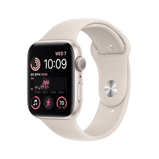 Apple Watch SE 2nd Generation (GPS) – 44mm – Starlight Aluminum Case with Starlight Sport Band – M/L – MRE53LL/A